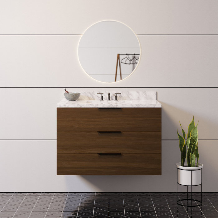 AllModern Mitchell 36'' Wall Mounted Single Bathroom Vanity with Vanity Top & Reviews Wayfair